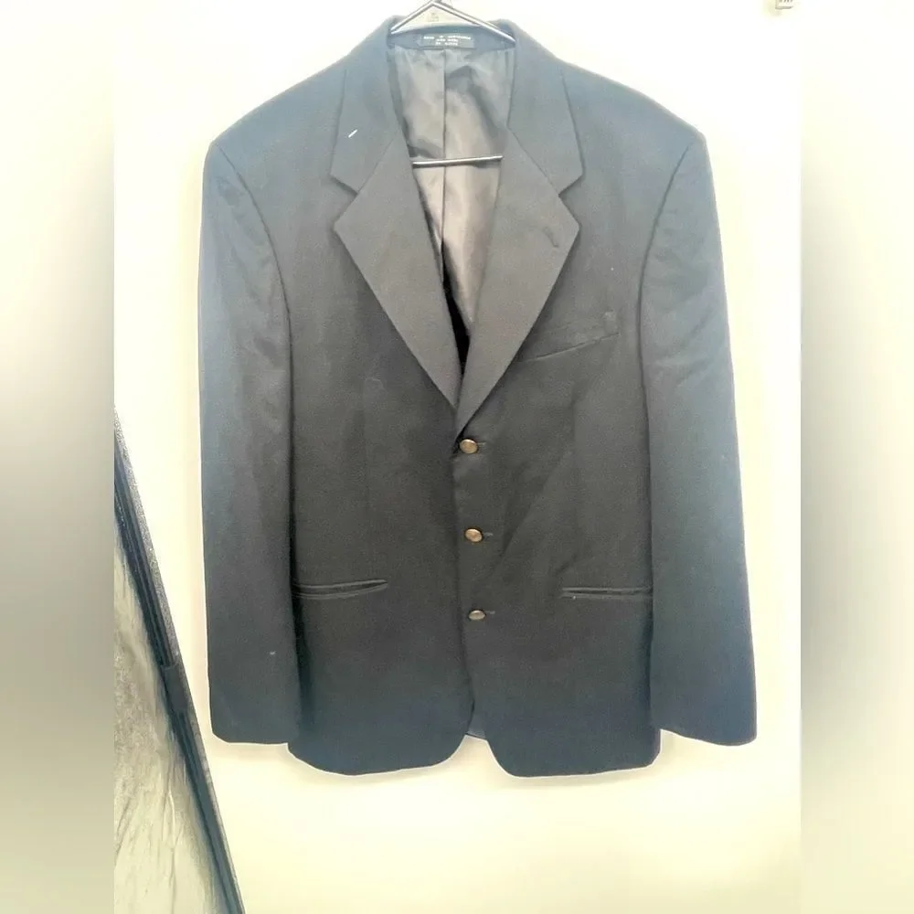 Albert Nipon Classic Navy Blue Blazer with‎ Gold Buttons  Suit  size 40L K-04